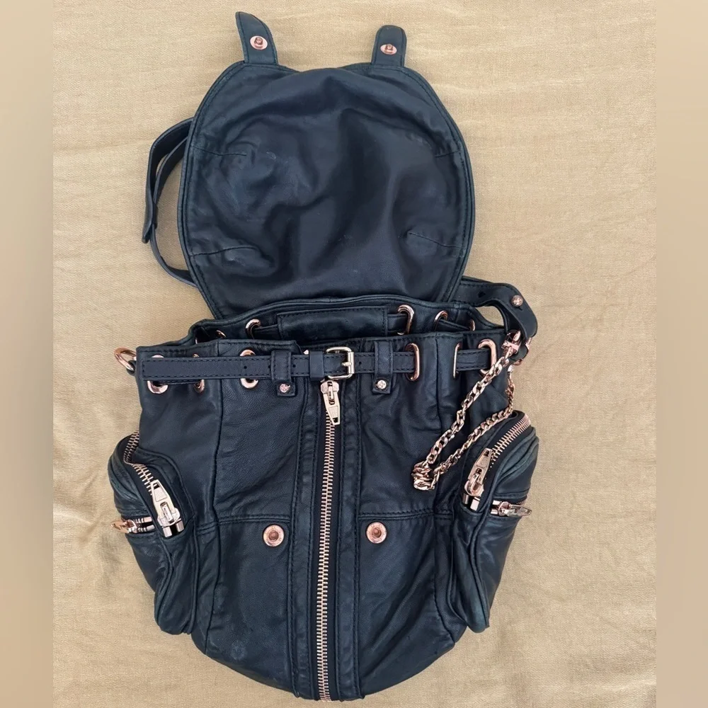 Alexander Wang Marti Black Calfskin Backpack Rose Gold Hardware